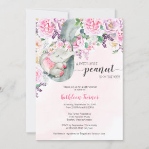 Kleine Peanut SchlafElephant Floral Baby Dusche Einladung