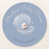 Kleine Pearl Baby Dusche Runder Pappuntersetzer (Vorderseite)
