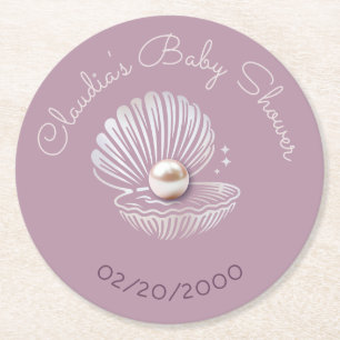 Kleine Pearl Baby Dusche Runder Pappuntersetzer