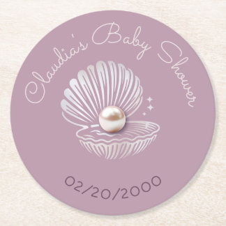 Kleine Pearl Baby Dusche Runder Pappuntersetzer