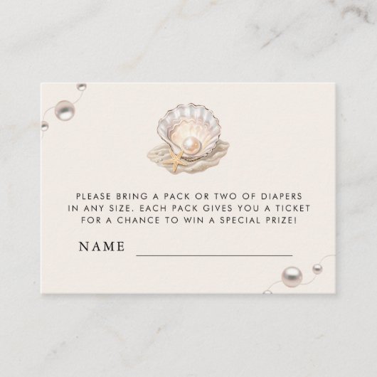 Kleine Pearl Baby Duwer Windel Raffle Umschließung Begleitkarte (Vorderseite)