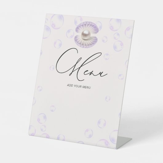 Kleine Pearl Menu Baby Dusche Sockelschild (Vorderseite)