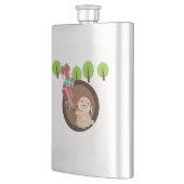 Kleine Pelzhasen tragen Geschenke Flachmann (Links)