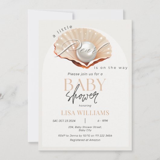 Kleine Perle auf dem Weg unter der Kinderdusche Einladung (Vorderseite)