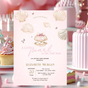Kleine Perlmuscheln Punkte Baby Shower Einladung