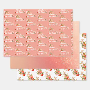Kleine Pfirsich-Baby-Shower Geschenkpapier Set