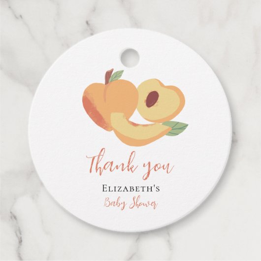 Kleine Pfirsichdusche Niedliches Obst Geschenkanhänger (Vorderseite)