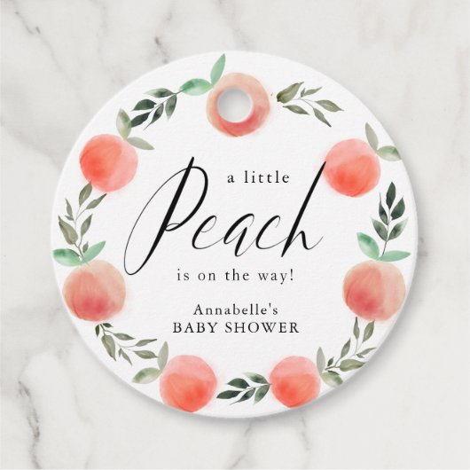 Kleine Pfirsichfarben-Badewanne Kinderdusche Geschenkanhänger (Vorderseite)