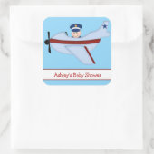 Kleine Pilot-Babyduschkleber Quadratischer Aufkleber (Tasche)