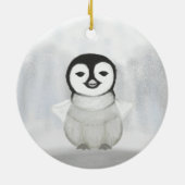 kleine Pinguine ersten Weihnachten Keramik Ornament (Hinten)