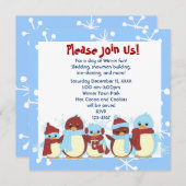 Kleine Pinguine für einen Spaziergang Einladung (Vorne/Hinten)