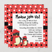 Kleine Pinguine für einen Spaziergang Einladung (Vorne/Hinten)