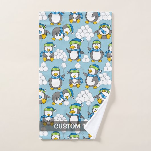 Kleine Pinguine Hintergrund Badhandtuch Set (Handtuch)