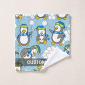 Kleine Pinguine Hintergrund Badhandtuch Set (Waschlappen)