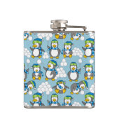 Kleine Pinguine Hintergrund Flachmann (Rückseite)