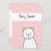 Kleine Pink Bear Baby Dusche Einladung (Vorne/Hinten)