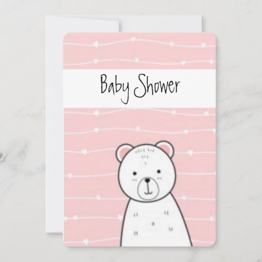 Kleine Pink Bear Baby Dusche Einladung (Vorderseite)