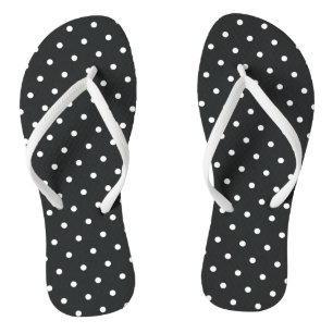 Kleine Polka Dot Kohle Schwarz-weiß Flip Flops Badesandalen