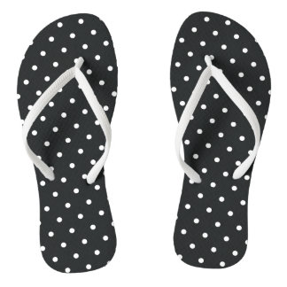 Kleine Polka Dot Kohle Schwarz-weiß Flip Flops Badesandalen