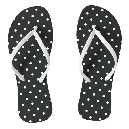 Kleine Polka Dot Kohle Schwarz-weiß Flip Flops Badesandalen (Fußbett)