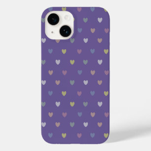 Kleine Polka Herzen auf Ultra Violet Lila Case-Mate iPhone 14 Hülle