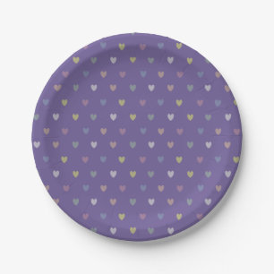 Kleine Polka Herzen auf Ultra Violet Lila Pappteller