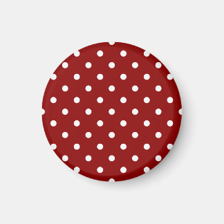 Kleine Polka-Punkte - Weiß auf dunkelrot Magnet
