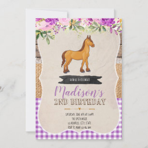Kleine Pony lila Party Einladung