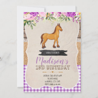 Kleine Pony lila Party Einladung