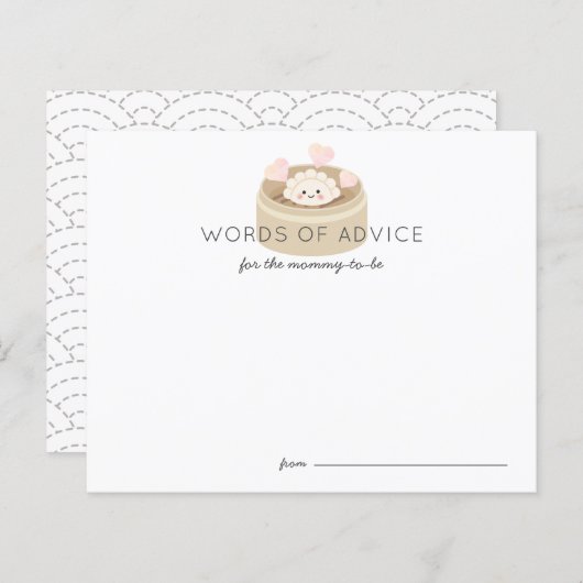 Kleine Potsticker Baby Shower Advice Card (Vorne/Hinten)