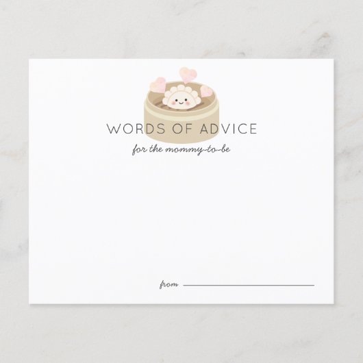 Kleine Potsticker Baby Shower Advice Card (Vorderseite)