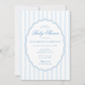 Kleine Preppy Stripes Wavy Frame Coast Babydusche Einladung (Vorderseite)
