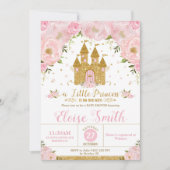 Kleine Princess Baby Dusche Burg Pink Floral Einladung (Vorderseite)