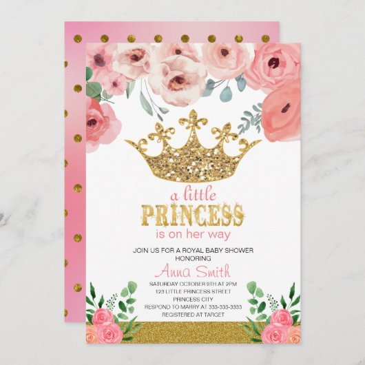 kleine Princess Baby Dusche Einladung (Vorne/Hinten)