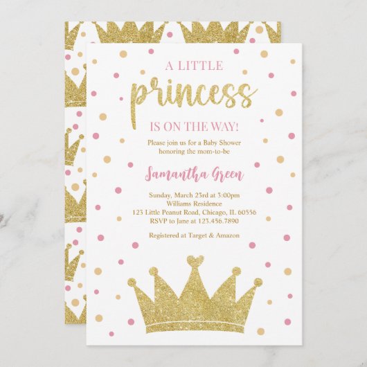 Kleine Princess Baby Dusche Einladung (Vorne/Hinten)