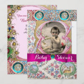 KLEINE PRINCESS BABY DUSCHE FLÜGEL GEMSTONEN EINLADUNG (Vorne/Hinten)