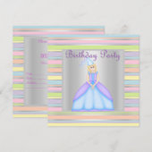 KLEINE PRINCESS BIRTHDAY PARTY INVITATION Silber Einladung (Vorne/Hinten)