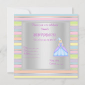 KLEINE PRINCESS BIRTHDAY PARTY INVITATION Silber Einladung (Rückseite)