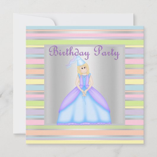 KLEINE PRINCESS BIRTHDAY PARTY INVITATION Silber Einladung (Vorderseite)
