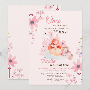 Kleine Princess Burg Blume Geburtstag Einladung