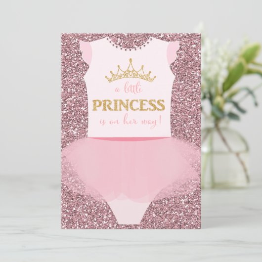 Kleine Princess-Kinderdusche Einladung (Stehend Vorderseite)