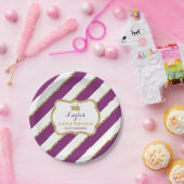 Kleine Princess-Papierplatte, Lila, Gold Glitzer Pappteller (Party)
