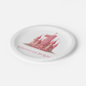 Kleine Princess Pink Burg 1. Geburtstag Pappteller (Schrägansicht)