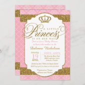 Kleine Princess Royal Pink and Gold Baby Dusche Einladung (Vorne/Hinten)