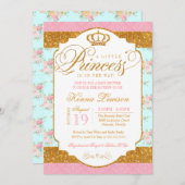 Kleine Princess Shabby Chic Blume Kinderdusche Einladung (Vorne/Hinten)