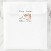 Kleine Princess-Stork/Baby-Customize-Namen/Daten Quadratischer Aufkleber (Tasche)
