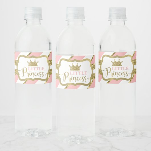 Kleine Princess Wasser Flasche Etikett, Rosa, Gold Wasserflaschenetikett (Flaschen)