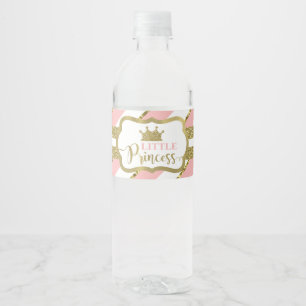 Kleine Princess Wasser Flasche Etikett, Rosa, Gold Wasserflaschenetikett