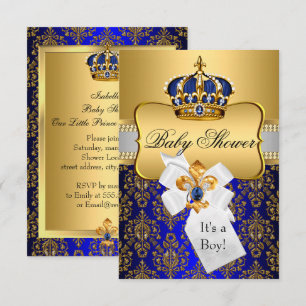 Kleine Prinz Königlich Blaue Krone Baby Shower Ein Einladung