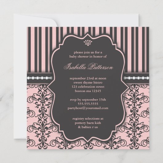 Kleine Prinzessin auf der Einladung (Rückseite)